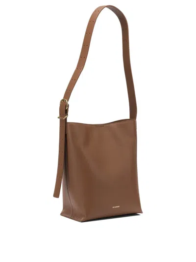 Jil Sander "cannolo" Small Shoulder Bag In Brown