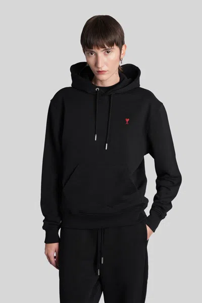 Ami Alexandre Mattiussi Ami Paris Ami De Coeur Navy Blue Hoodie In Black