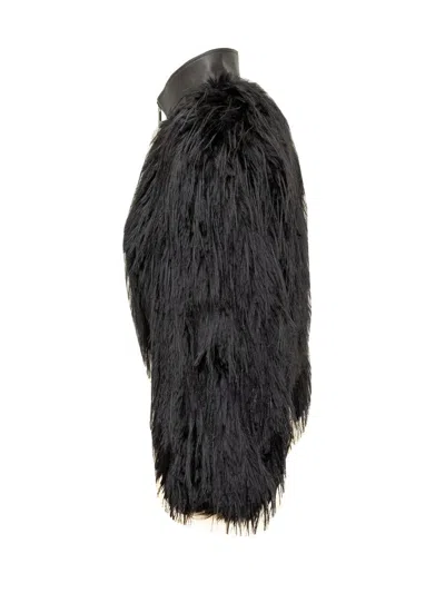 Hugo Boss Boss Cropped Jacket With Furry Detail In Black