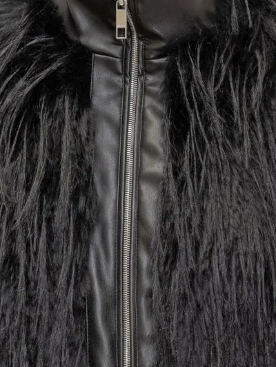 Hugo Boss Boss Cropped Jacket With Furry Detail In Black