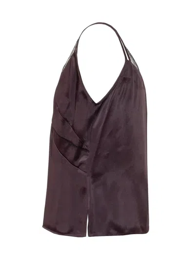 Hugo Boss Boss Silk Top With Thin Straps In Purple