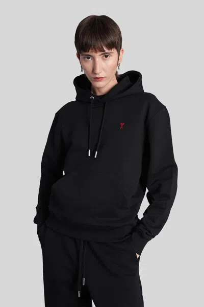 Ami Alexandre Mattiussi Ami Paris Ami De Coeur Navy Blue Hoodie In Black
