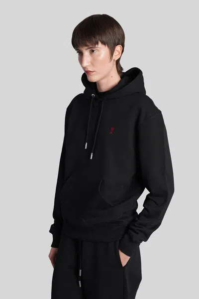 Ami Alexandre Mattiussi Ami Paris Ami De Coeur Navy Blue Hoodie In Black
