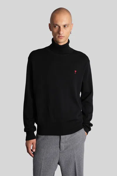 Ami Alexandre Mattiussi Ami Paris Ami De Coeur Midnight Blue Turtleneck In Black