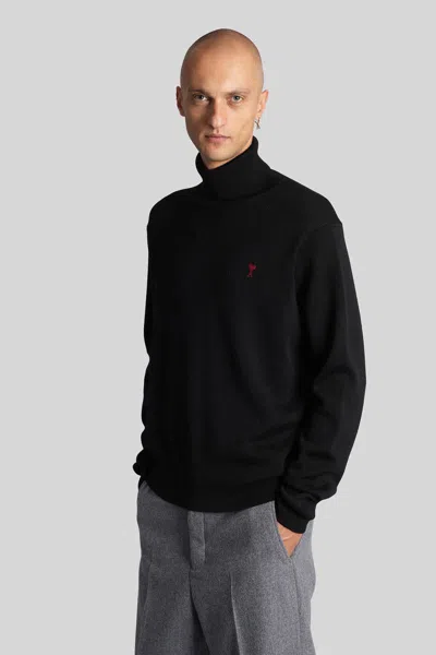 Ami Alexandre Mattiussi Ami Paris Ami De Coeur Midnight Blue Turtleneck In Black