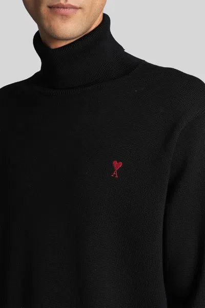 Ami Alexandre Mattiussi Ami Paris Ami De Coeur Midnight Blue Turtleneck In Black
