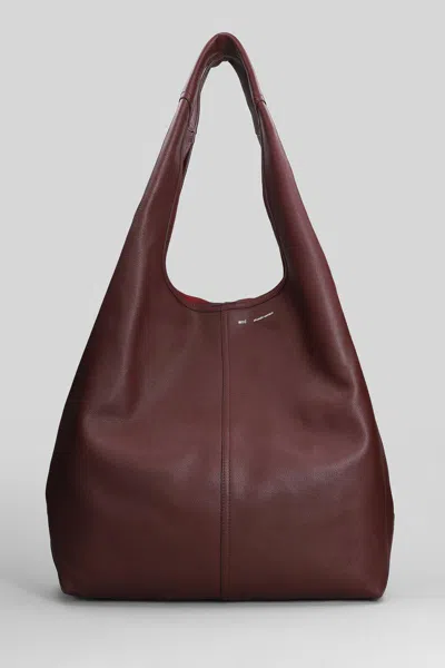 Ami Alexandre Mattiussi Etienne Hobo Bag Tote In Bordeaux Leather In Burgundy