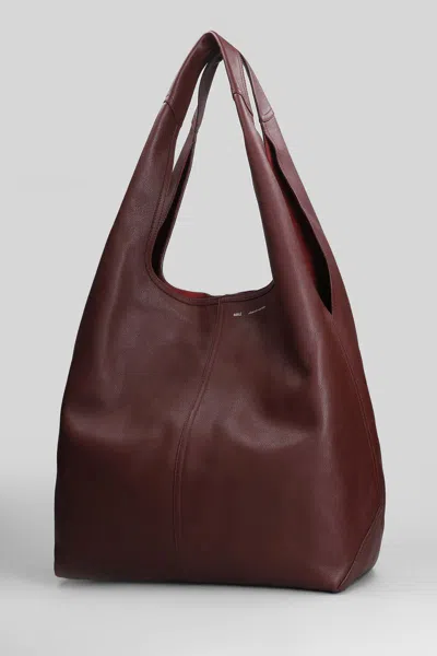 Ami Alexandre Mattiussi Etienne Hobo Bag Tote In Bordeaux Leather In Burgundy