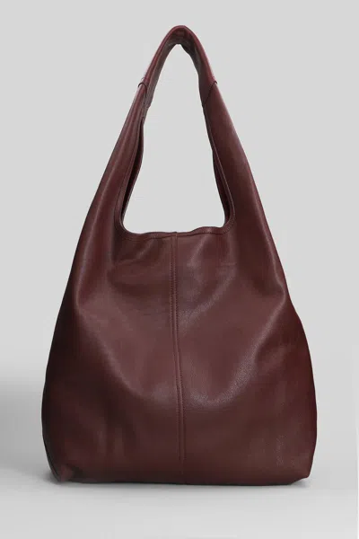 Ami Alexandre Mattiussi Etienne Hobo Bag Tote In Bordeaux Leather In Burgundy