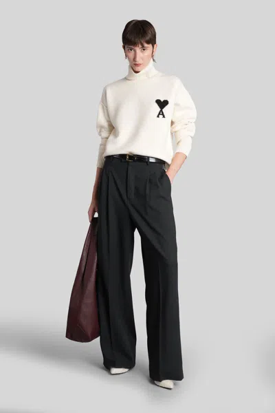 Ami Alexandre Mattiussi Oversized Intarsia-knit Wool Turtleneck Sweater In Neutral