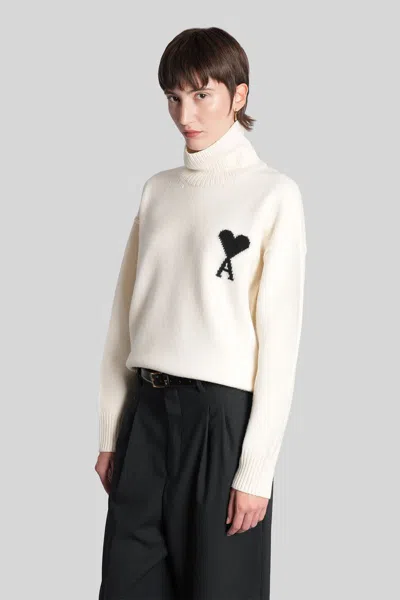 Ami Alexandre Mattiussi Oversized Intarsia-knit Wool Turtleneck Sweater In Neutral