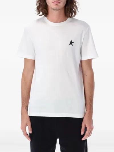Golden Goose White T-shirt With Round Neck And One Star Logo Print On The Front In Cotton Man