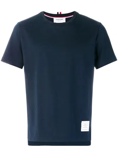 Thom Browne Relaxed Fit Ss Tee With Side Slit In Medium Weight Jersey Clothing In Blue