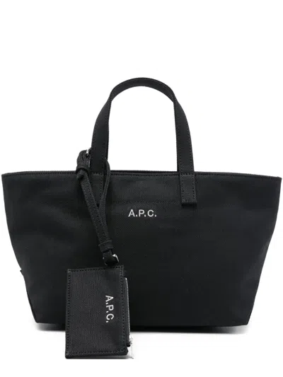 Apc A.p.c. "le Drummer Toile" Small Tote Bag In Black