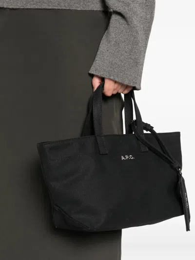 Apc A.p.c. "le Drummer Toile" Small Tote Bag In Black
