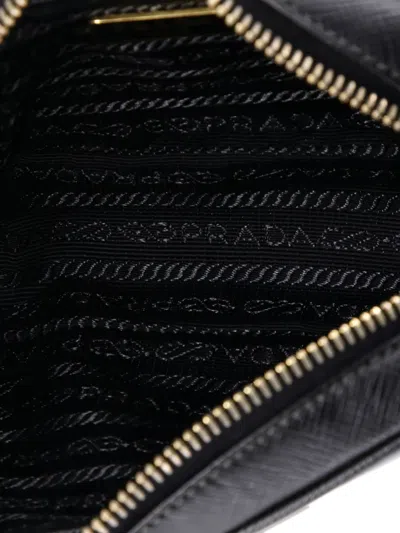 Pre-owned Prada Zip Saffiano Leather Mini Crossbody Bag In Black
