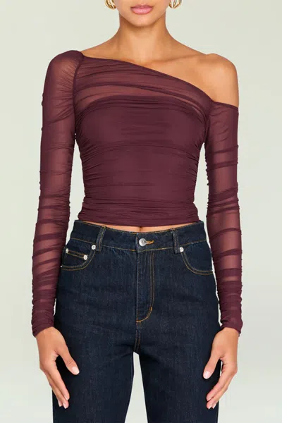 Ser.o.ya Shauna Mesh Top In Merlot