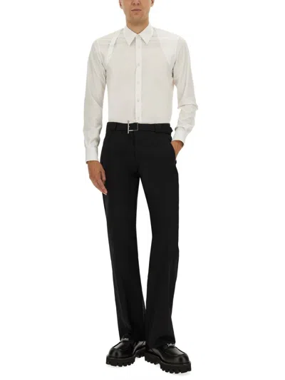 Alexander Mcqueen Pants With T-bar Belt In Black
