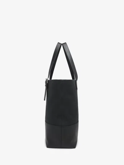 Alexander Mcqueen Mcqueen T-bar Canvas Shopper In Black
