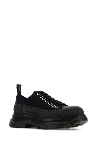Alexander Mcqueen Tread Slick Canvas Exaggerated-sole Sneakers In Black