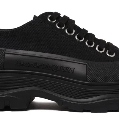 Alexander Mcqueen Tread Slick Canvas Exaggerated-sole Sneakers In Black