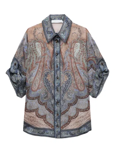 Zimmermann Shirt Wanderlust Short Sleeve In Multi