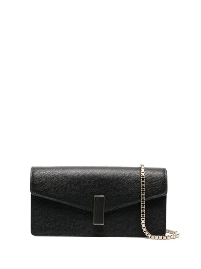 Valextra Iside Leather Clutch In Black