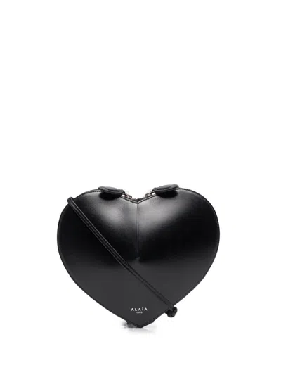Alaïa Le Coeur Leather Crossbody Bag In Black