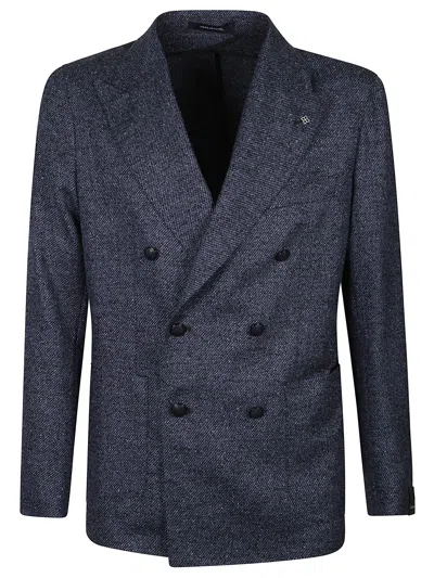 Tagliatore Double-breasted Jacket Notched Lapels In Gray