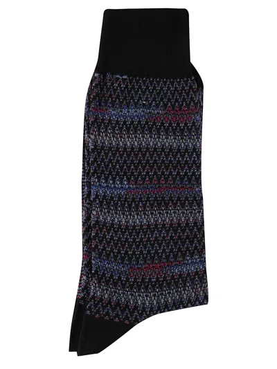 Missoni Multicolor Mid-calf Socks Ribbed Cuff In Black