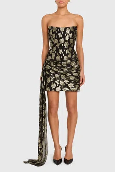 Amanda Uprichard Alaia Metalllic Floral Strapless Cocktail Minidress In Multi