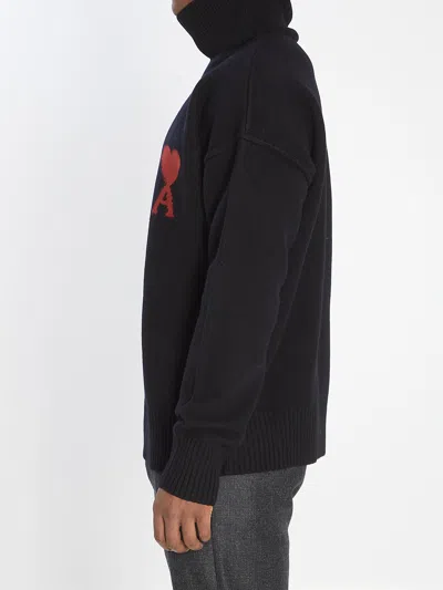 Ami Alexandre Mattiussi Ami Paris Black Wool Sweater In Black