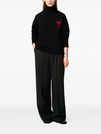 Ami Alexandre Mattiussi Ami Paris Black Wool Sweater In Black