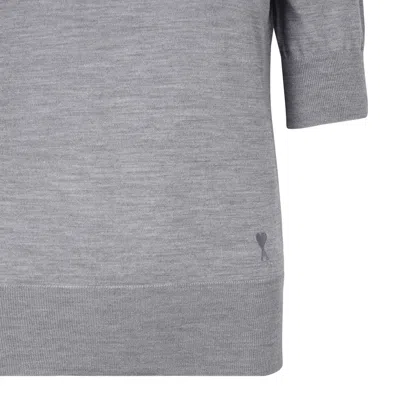 Ami Alexandre Mattiussi Ami Paris Grey Ivory Wool T-shirt In Gray