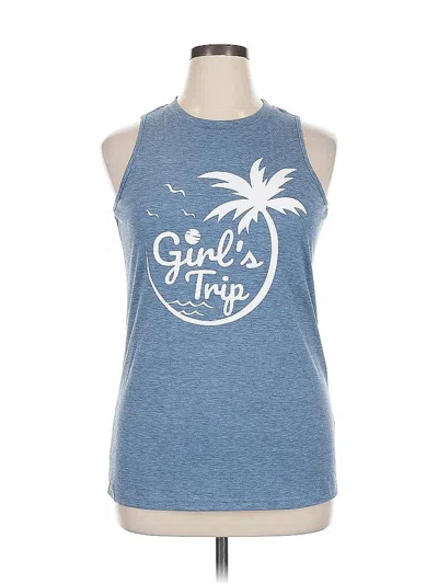 Pre-owned Unbranded Tank Top Blue Halter Neckline Tops