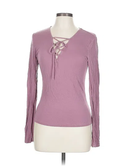 Pre-owned Garage Long Sleeve Top Purple Keyhole Neckline Tops