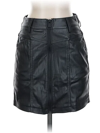 Pre-owned Dkny Jeans Faux Leather Skirt In Black