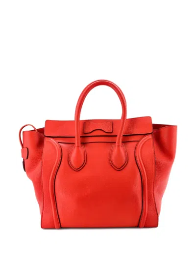 Pre-owned Celine Luggage Bag Grainy Leather Mini Tote Bag In Red