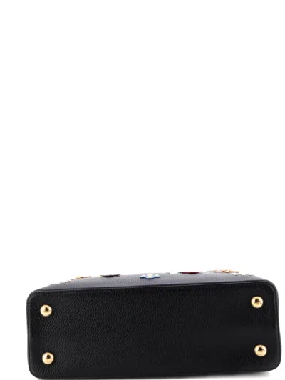 Pre-owned Louis Vuitton Capucines Bag Leather With Embellished Detail Pm Satchel In Black