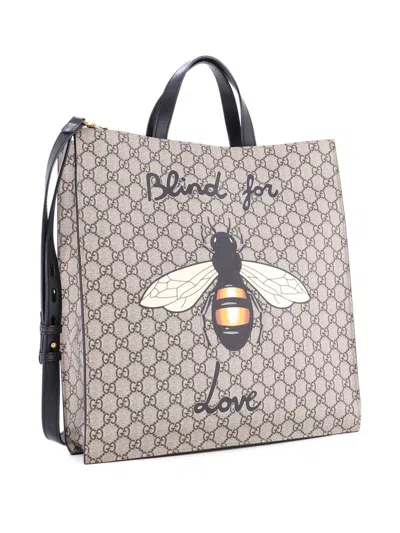 Pre-owned Gucci Convertible Soft Open Printed Gg Coated Canvas Tall Tote Bag In Brown