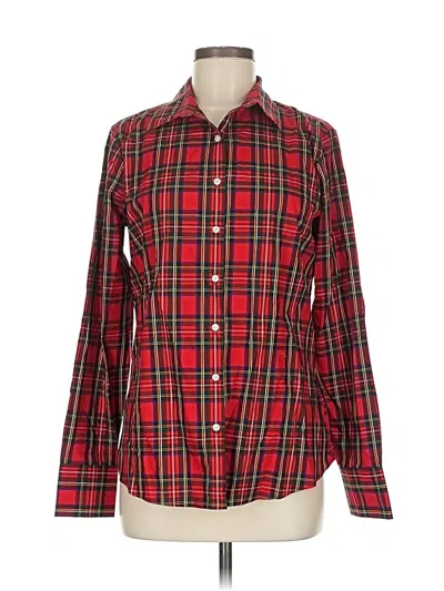 Pre-owned Lands' End Long Sleeve Button Down Shirt In Red