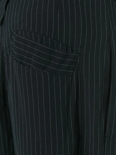 Shop Lost & Found Ria Dunn Folded Front Pinstripe Trousers - Black