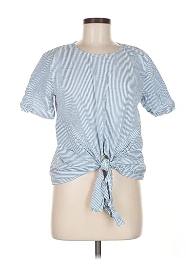 Pre-owned Ann Taylor Short Sleeve Blouse In Blue