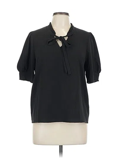 Pre-owned Cece Short Sleeve Blouse In Black