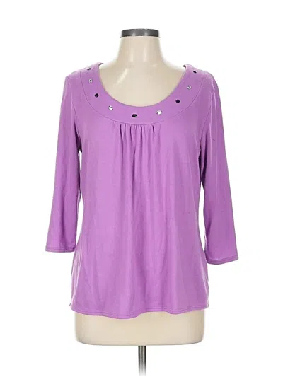 Pre-owned Notations 3/4 Sleeve Top Purple Keyhole Neckline Tops