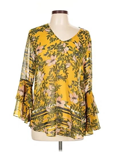Pre-owned Cabi 3/4 Sleeve Blouse In Yellow