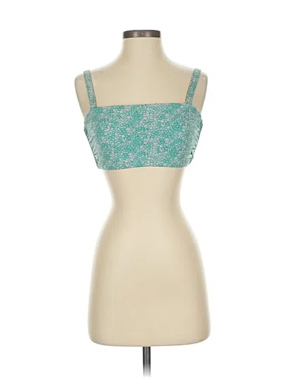 Pre-owned Hatch Tank Top Teal Strapless Neckline Tops In Blue