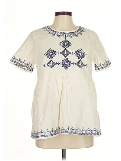 Pre-owned Orange Creek Short Sleeve Blouse In White