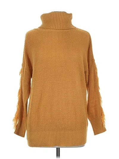 Pre-owned Mud Pie Turtleneck Sweater In Gold