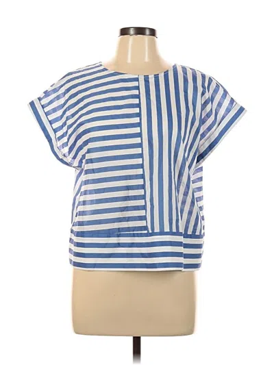 Pre-owned Banana Republic Factory Store Short Sleeve Blouse In Blue